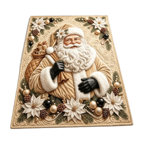 BNU0349 Santa Claus Christmas 3D Illusion Rug Reindeer Tree 2D Flat Printed Christmas Small Carpet Festive Home Decor Xmas Rug Christmas