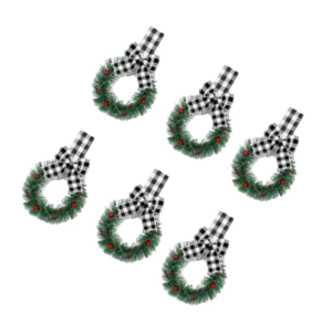 6PCS quả mọng Giả Vòng hoa với nơ ruy băng vòng hoa giáng sinh nhỏ cho nhà bếp cửa tủ cửa sổ hiên tường