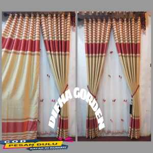 Gorden Jendel Ruang Tamu panjang 250cm Blackout Import motif garis model smokring tebal mewah murah