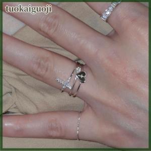 tuokaiguoji Thời Trang Mới Đơn Giản Chữ Thập Mở Nhẫn Cho Phụ Nữ Cô Gái Nhẫn Y2K Phong Cách Đảng Đồ Trang Sức Quà Tặng