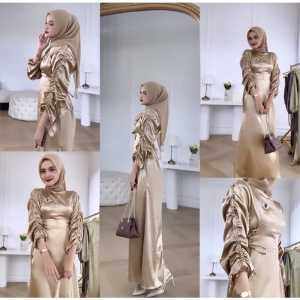 BEST SELLER!!! BELLA DRESS BAHAN ROBERTO SILK AKSEN PITA BAGIAN PINGGIR DRESS KONDANGAN PESTA BRIDESMAID TERBARU 2023 GAMIS REMAJA VIRAL