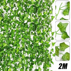 2M Artificial Plants Plastic Simulation Wall Climbing Vines Green Leaf Ivy Rattan for Home Decor Wedding Party Bar Decoration