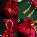 Suomi Red Candy Bag with Tassel Chinese Wedding Christmas Birthday Party Decor Gift Packaging. 