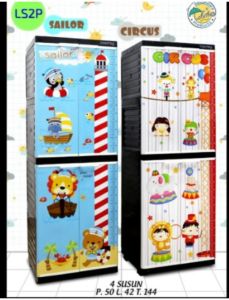 LEMARI PLASTIK TABITHA SUSUN 4 FULL KUNCI KARAKTER DAN UKIR CLASSIC [TABBOX]