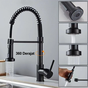 JF Indonesia Kran Sink Tarik Rotasi 360° /Kran Sink Tarik Rotasi 360°/Keran Angsa Fleksibel/Kran Air Cuci Piring Tembok/Keran Angsa Fleksibel /Dinding Kran Cuci Piring Fleksibel