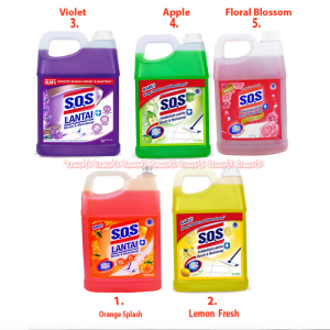 Sos Karbol Wangi 4L Power Action Antibacterial Pembersih Lantai Kemasan Derigen Orange Splash Lemon Fresh Violet Flower Blossom