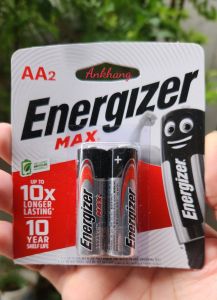 Vỉ 2 viên pin tiểu AA Energizer Max 1.5V E91 BP2 hàng chính hãng có logo môi trường xanh