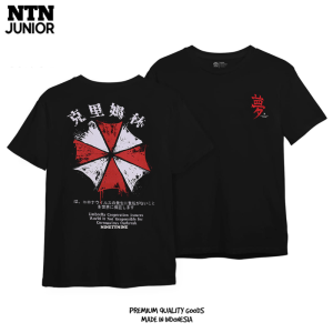 Kaos Anime Anak Laki Resident Evil Umbrella – Baju Distro Hitam Keren Umur 6–12 Tahun – Katun Lembut Tidak Panas – Motif Jepang Unik