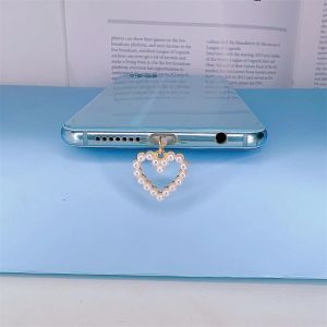 Mobile phone dustproof plug Jane Data cable charging port dustproof pearl love temperament pendant universal mobile phone headphone jack dustproof plug