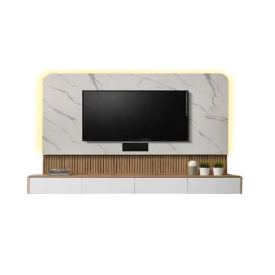 Living Mall Genesis 6FT/7FT/8FT Hanging TV Console Floating with LED Backlight with Drawers