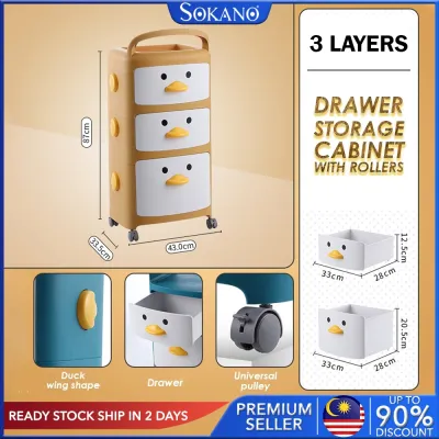 SOKANO SW010 Cartoon Theme Drawer Storage Cabinet with Lock Storage Drawer Rack Storage Cabinet With Rollers Storage Rack for Oraganizer Chest Drawer Cloth Organizer Multipurpose Storage Almari Serbaguna