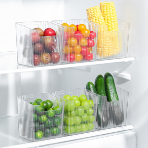 Transparent Multipurpose Fridge Organizer Bin: Optimize Refrigerator Side Door Storage and Pantry Cabinet Baskets