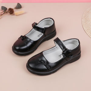 Shoes Girls For Kids PU leather rubber shoes for kids girls soft sole  black shoes for kids size 25-36