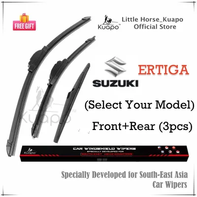 (Front+Rear 3pcs) Suzuki ERTIGA Wiper Blade Set for (Select Your Model) Etiga Car Window Wipers Bundle (banana type+original back) by Kuapo wifer
