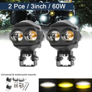 ️Motorcycle Work Light High Low 3 Inch Motorbike Spotlight Fog lamp Led Dual Color for Truck Car
