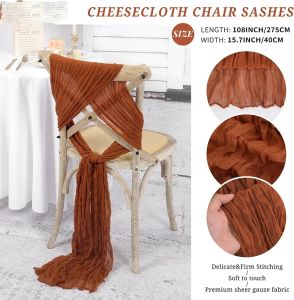 12 Pieces of Cheesecloth Chair Sashes Bows Wedding Aisle Decoration Chair Ribbon Ties Back Sashes for Weddings Parties and Baby Showers.
