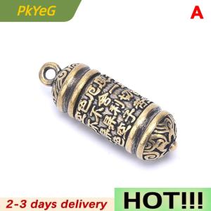 PkYeG Hollow Brass Buddha Sutra Cylinder Pendant Keychain Necklace Jewelry  Box