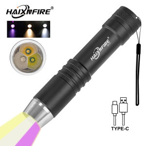 Haixnfire sv210 Đèn pin UV 365nm đèn LED 3 trong 1 màu vàng/trắng/đèn màu tím đồ trang sức có thể sạc qua USB ngọc vật nuôi vết giun đũa đánh dấu mỏ tiền Bọ Cạp ánh sáng
