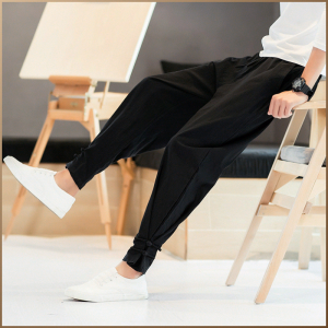 กางเกงขากว้างผู้ชาย กางเกงขากว้างผ้าฟลีซ การดูดความชื้นกางเกงลําลอง นุ่มและเป็นมิตรกับผิวตะขอหัวเข็มขัดกางเกงขายาว