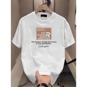 ✅ Men trendy T-shirt men cool 210 grams short sleeve men & women shirts/shirts shirts uni qlo block logo Silver/shirt shirts .C