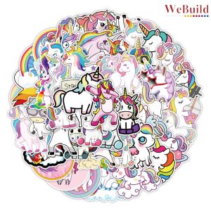 Unicorn Sticker 50pcs 独角兽贴纸50张 Cute Cartoon Animal Decorative Waterproof Sticker 动物 Pelekat WeBuild