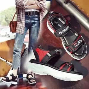 [Free Shipping] Summer Peep-Toe Wedge Sandals Harajuku Style Ulzzang WomenS Shoes Thick-Soled Flat Sandals Trendy Wholesale