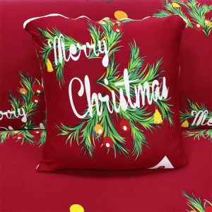 Christmas Sofa Cover Stretchable 1/2/3/4 Seater Christmas Home Decoration Sala Set Cover Dining Chair Cover Footstool Cover