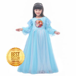 Dress Elsa Frozen Anak 10 Tahun Import SET AKSESORIS Mahkota Dress Anak Import Anna Elsa Terbaru Mewah Baju Custome Karakter Elsa Frozen KA107