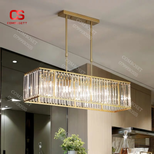 Đèn Pha Lê Hình Chữ Nhật Đèn Thả Trần Pha Lê Sang Trọng Decor Phòng Khách/Phòng Ăn