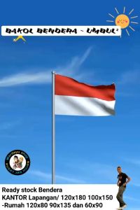 Bendera Merah Putih Kantor Sekolah Ukuran Kecil 60x90 Besar 80x120 Jumbo 120x180 Kain Satin Murah