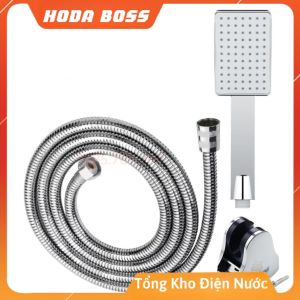 Bộ tay sen vuông mạ Crom 6 lớp HODA BOSS Bát sen tắm vuồng sang trọng bền bỉ