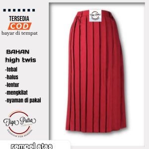 Rok Merah Panjang Rempel atas/full seragam sekolah SD/MI Kain High Twis