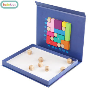 Todokids Children 3D Tetris Magnetic Puzzle Toys Montessori Soma Cube Party Games Early Educational Wooden Toys Logical Thinking Training