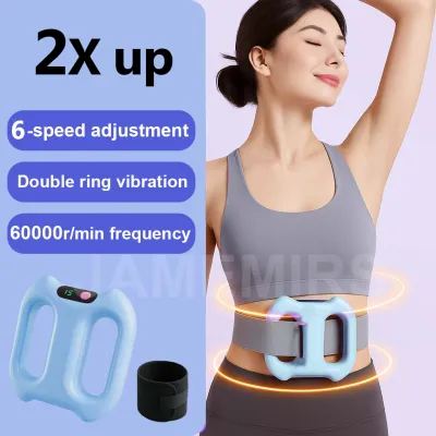 JameMirs 8 Levels Fascia Double Ring Massager Cordless Ring Shaking Muscle 4X Faster Fat Burning Shaping Body For Belly Arm LegThigh Slimming Relaxation Portable Home Yoga Tools 6 Modes＆8 Modes