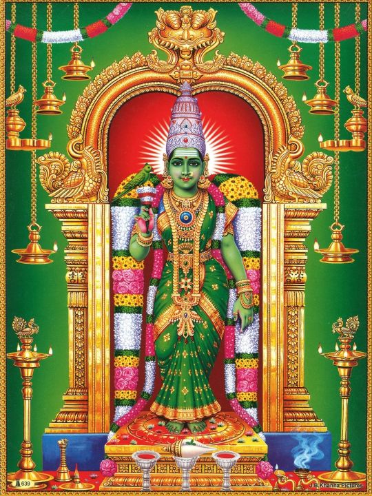 Meenakshi Pachai Amman Poster Wall Art Prayer Room Pictures Southindian 