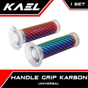 Handle Grip Karbon Universal Semua Jenis Motor Carbon Hitam Biru Merah Pelangi Kuning Handel Hendel Fat Pad Handfat Handgrip Handpad Handlegrip