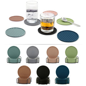 Christmas gift 【AYLMER】 Round Coaster Cup Mats Coffee Drinks Silicone Cup Holder Kitchen Accessories
