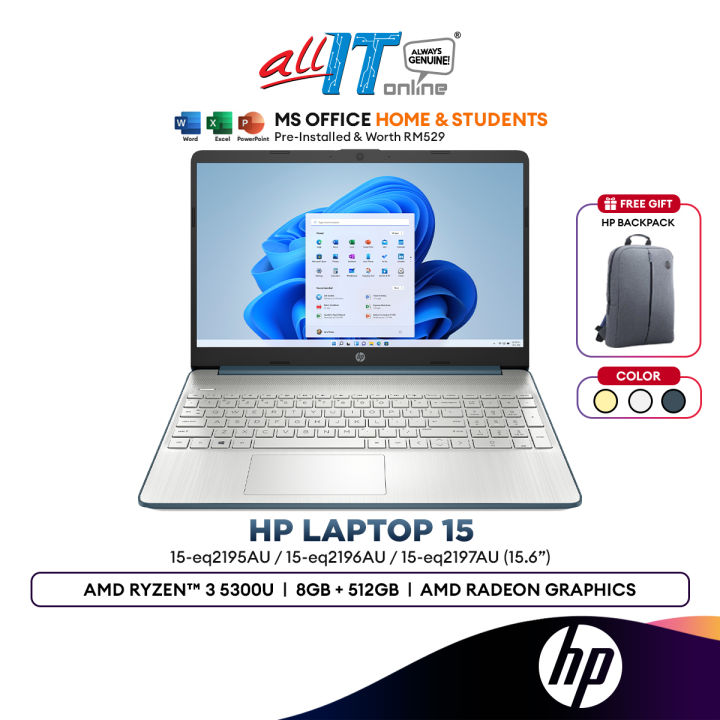 Hp Laptop 15s Eq2195aueq2196aueq2197au 156 Laptop Amd Ryzen 3 5300u 8gb 512gb Ssd Amd 8007