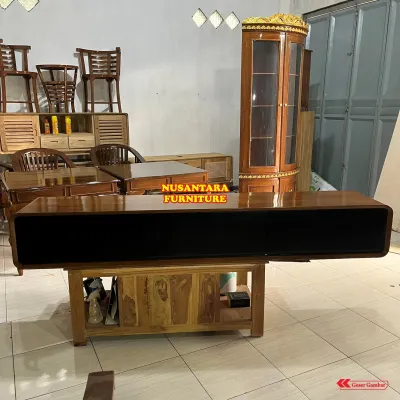 Buffet Tv Gantung - Meja TV Kayu Jati Minimalis Modern dengan 3 Laci