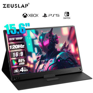 ZEUSLAP 15.6 inch 120hz Portable gaming monitor 1920x1080P Built-in Dual Speakers for Laptop Mini PC Xbox Switch Raspberry pi PS5