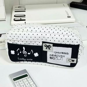 BESTITIT Multi-layer Pen Bag Portable Polka Dot Stationery Pouch Multi-functional Large Capacity Pen Box Students Gift