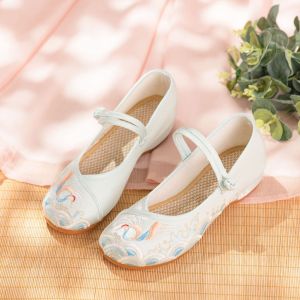 Sepatu Kain Slip On Wanita Cheongsam Kostum Kuno Sepatu Hanfu Single HF27