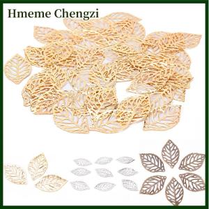 Hmeme 50PCS Charm Filigree Hollow Leaves Pendant DIY Jewelry Making Leaves Metal Craft