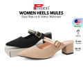 Perrieri Women Fashion Easy Slip-on & Glitter Heels Mules 63978 (Black/ Champagne). 