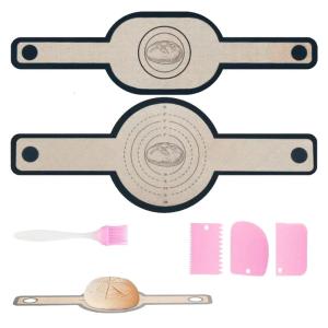 Silicone Baking Mats for Dutch Ovens with Long Handle Includes 3 Dough Scrapers and Spices Brush for Bread Baking