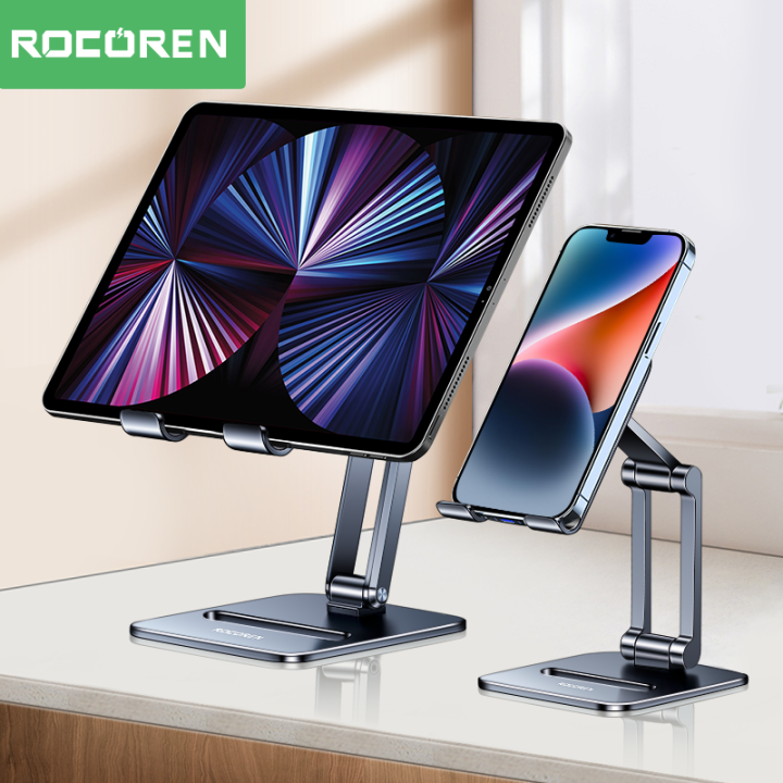 Rocoren Phone Holder Desk Mobile Phone Stand Foldable Metal Tablet