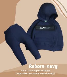 Setelan Anak - Baju Bayi Laki - Laki Model Hoodie Tangan Panjang Celana Panjang Motif Hoodie Reborn