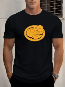T Shirt For Mens Breakfast 100% Cotton Graphic Printing Summer Round Neck Tee Casual Breathable Streetstyle Daily Cool T Shirt