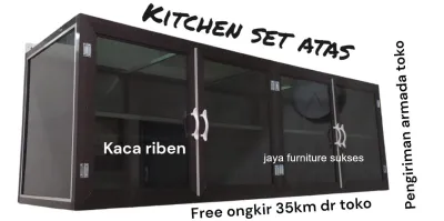 kithcen set atas 4pintu minimalis/lemari dapur gantung/rak dapur tiang holo/free ongkir 35km dari toko bekasi utara only jabodetabek