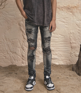 Denimitup - M1 batik patch - Dark grey - Celana Jeans - Jeans Pria